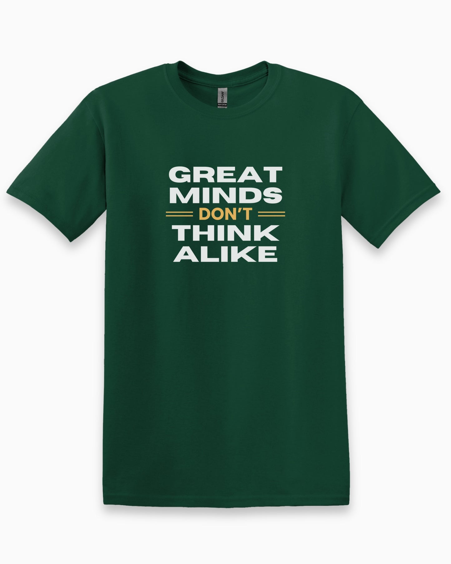 Great Minds Don't Think Alike Tee-Forest Green-Neurodiversity, ADHD & Autism Awareness & Acceptance T-Shirt by Daily Bloom