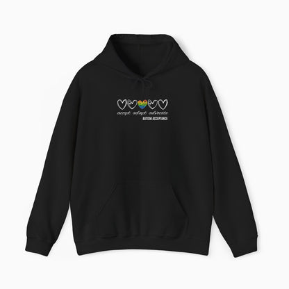 Accept Adapt Advocate Rainbow Love Heart Hoodie