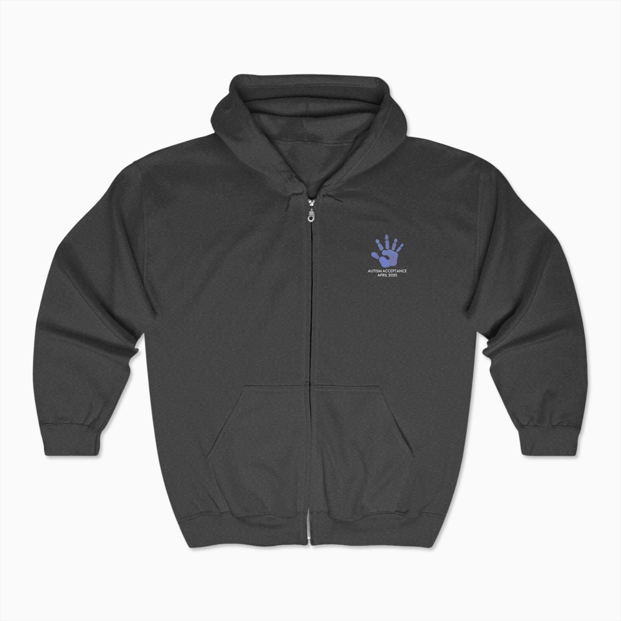 Autism Awareness 2025 - Affirmations Handprints Zip Up Hoodie