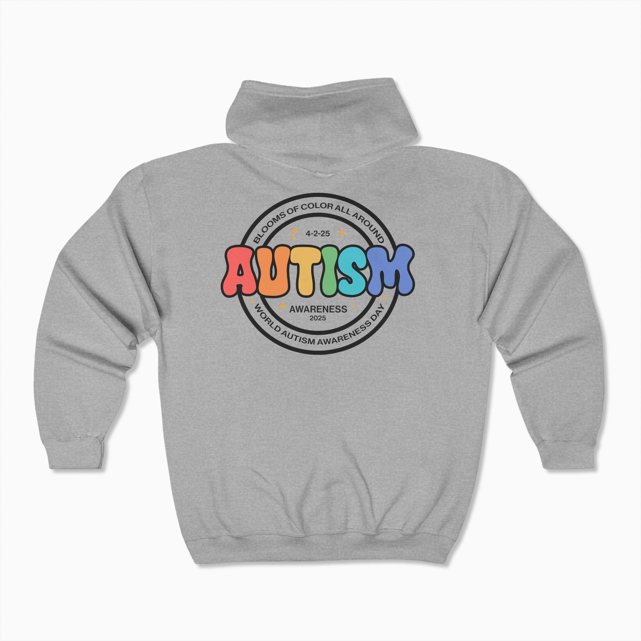 Autism Awareness 2025 - Blooms of Color All Around Zip Up Hoodie