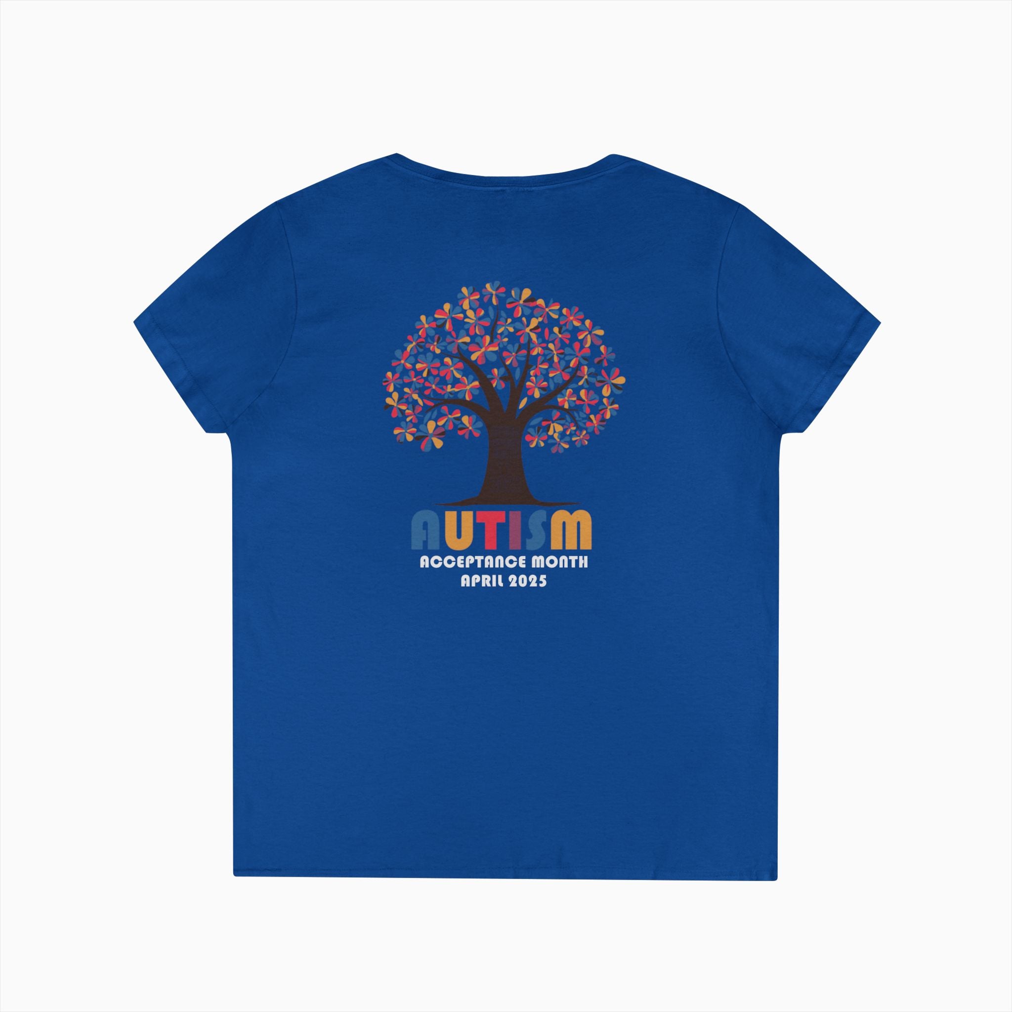 Autism Awareness 2025 - Tree of Acceptance Ladies V-Neck T-Shirt