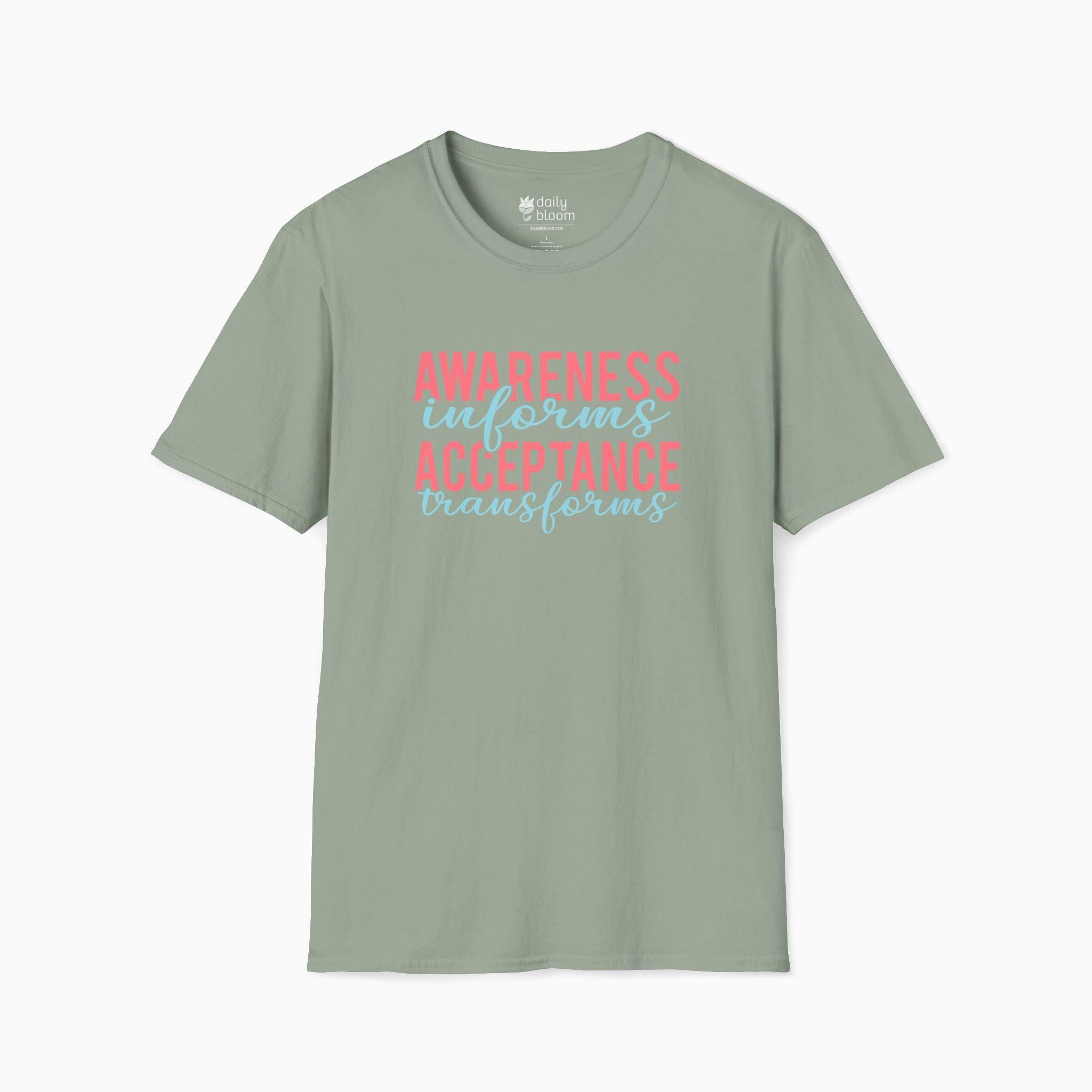 Awareness Informs Acceptance Transforms Tee-Sage-Neurodiversity, ADHD & Autism Awareness & Acceptance T-Shirt by Daily Bloom