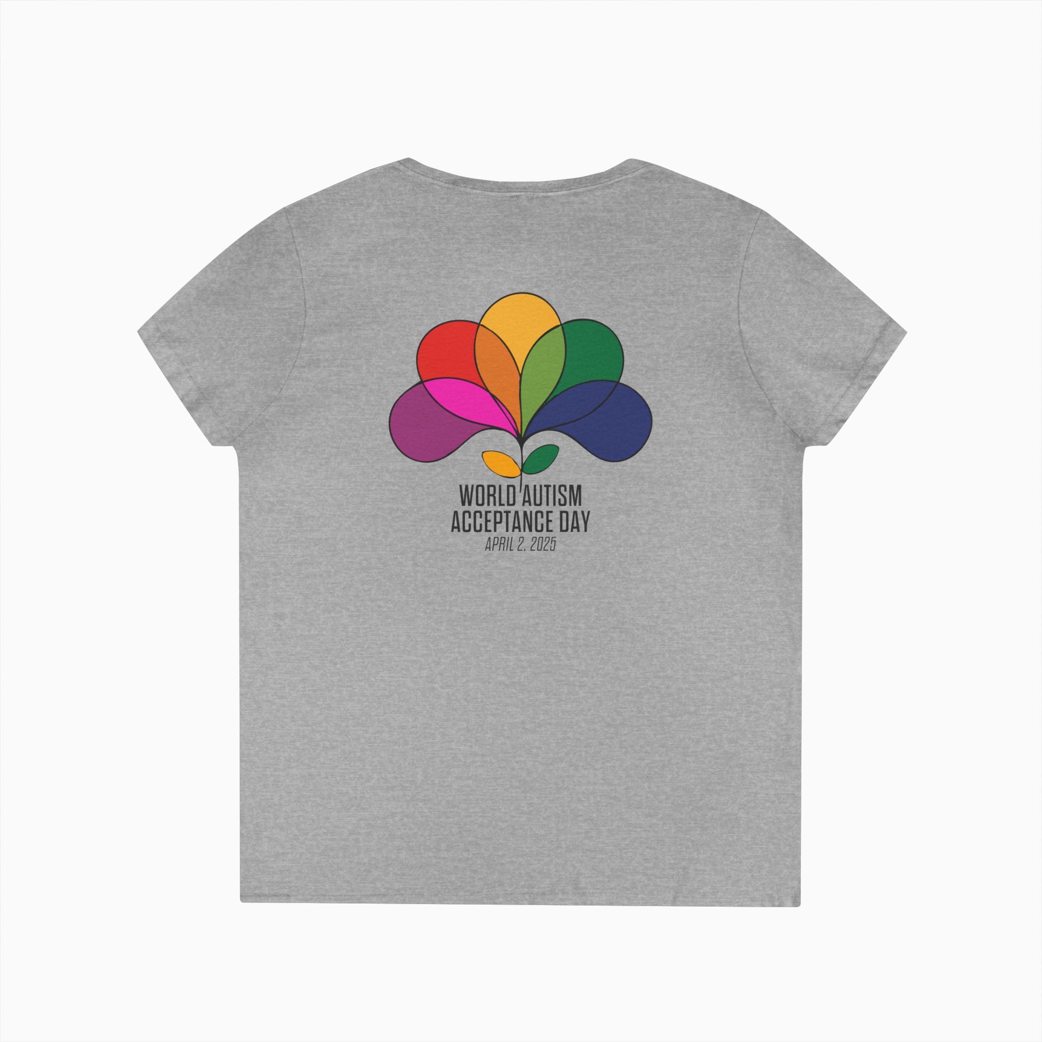 Autism Awareness 2025 - Spectrum in Bloom Ladies V-Neck T-Shirt