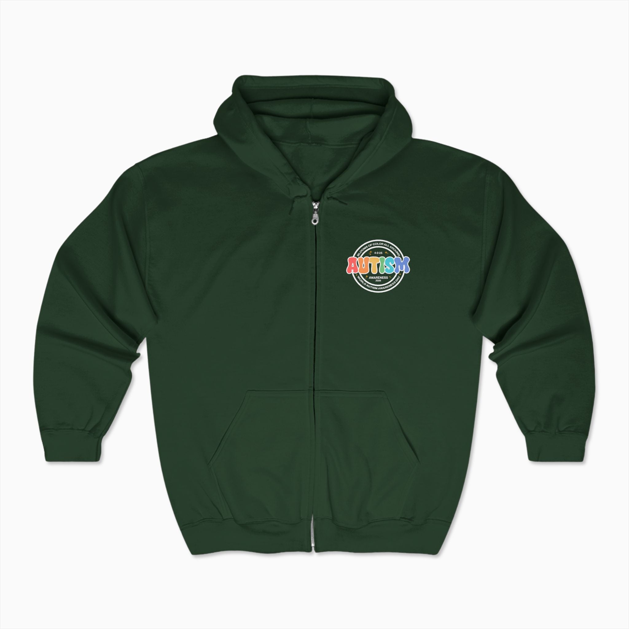 Autism Awareness 2025 - Blooms of Color All Around Zip Up Hoodie