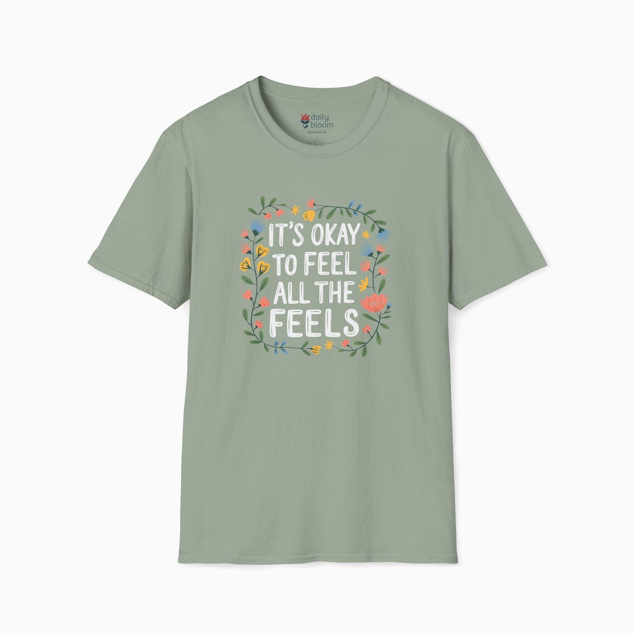 It's Okay To Feel All The Feels Tee-Sage-Neurodiversity, ADHD & Autism Awareness & Acceptance T-Shirt by Daily Bloom