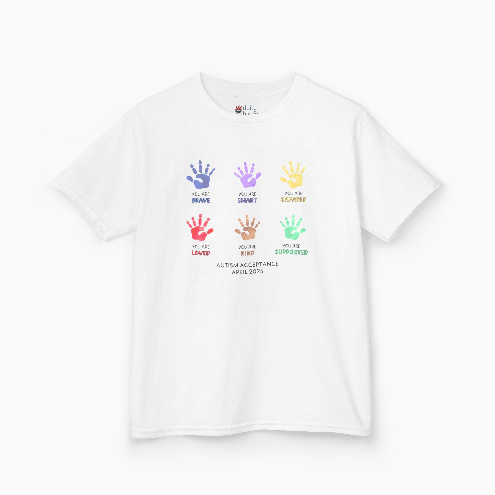 Autism Awareness 2025 - Affirmation Handprints Youth T-Shirt