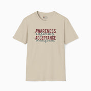Awareness Informs Acceptance Transforms Tee-Sand-Neurodiversity, ADHD & Autism Awareness & Acceptance T-Shirt by Daily Bloom