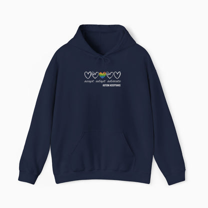Accept Adapt Advocate Rainbow Love Heart Hoodie