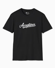 Acceptance Grunge Script Tee-Black-Neurodiversity, ADHD & Autism Awareness & Acceptance T-Shirt by Daily Bloom
