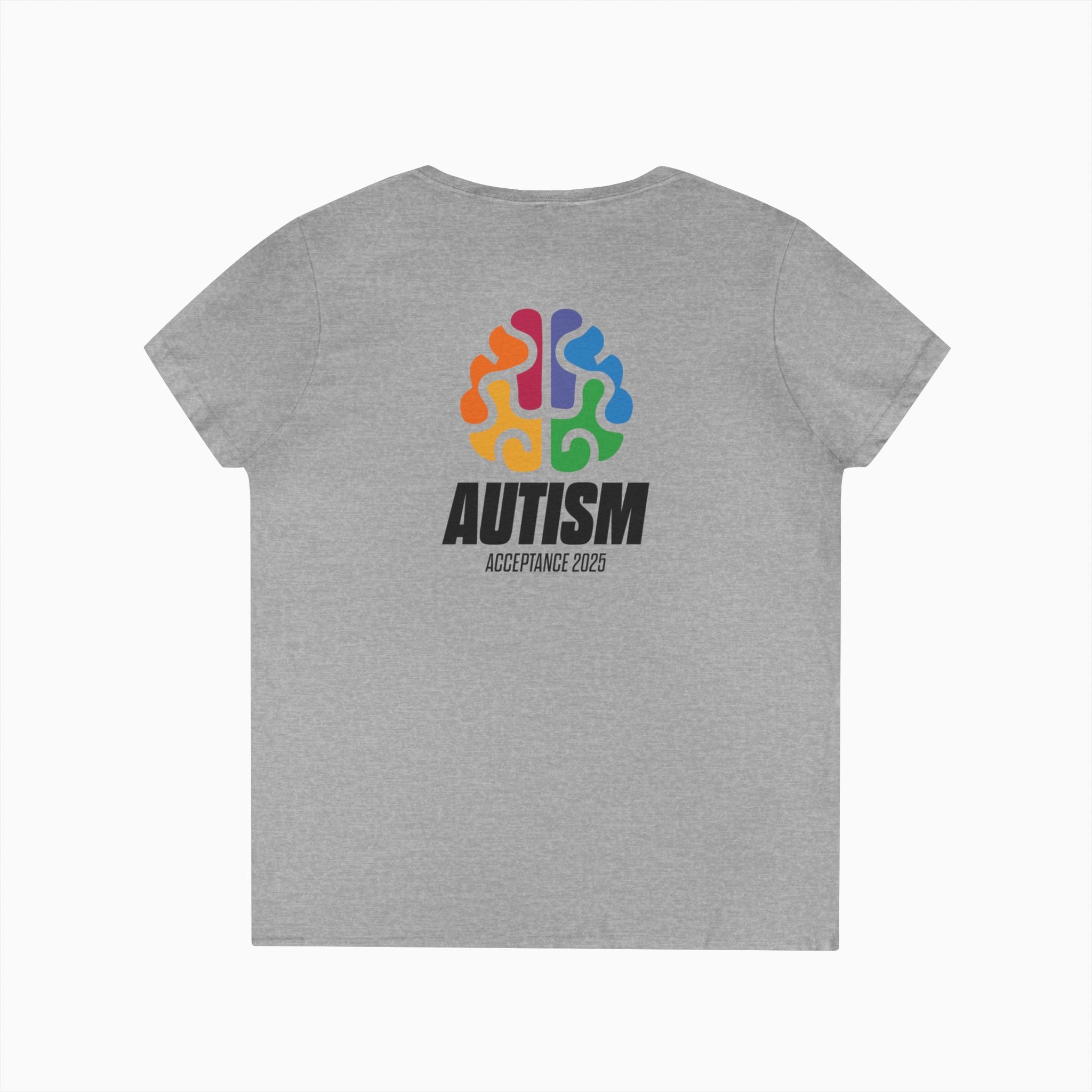 Autism Awareness 2025 - Brainbow Ladies V-Neck T-Shirt