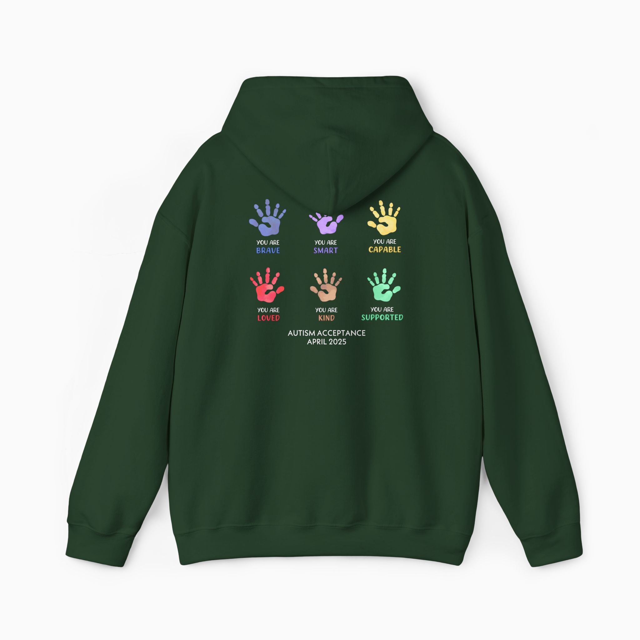 Autism Awareness 2025 - Affirmation Handprints Hoodie