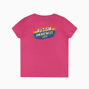 Autism Awareness 2025 - Brushstrokes of Awareness Ladies V-Neck T-Shirt