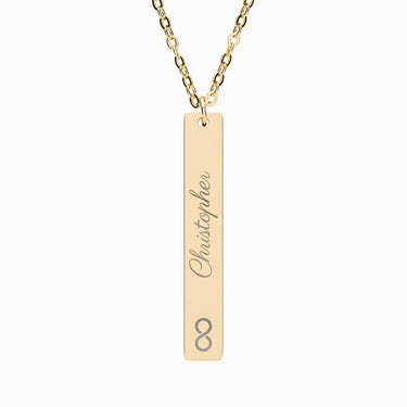 Autism Accessories - Infinitely Loved Bar Necklace with Personalized Name Engraving - Daily Bloom