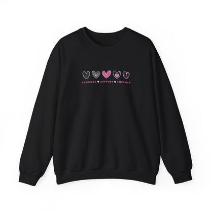 Advocate Support Empower Love Hearts Sweatshirt