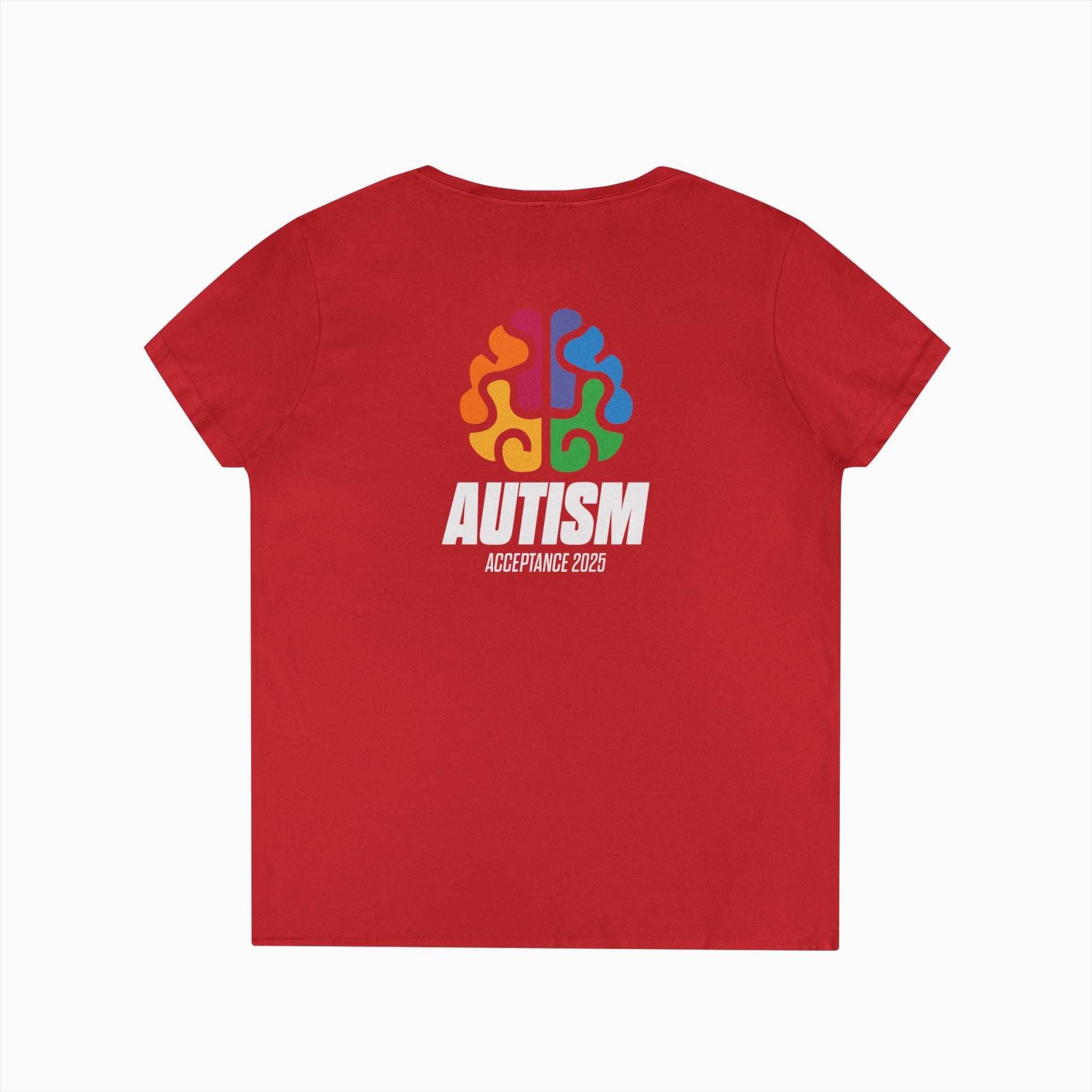 Autism Awareness 2025 - Brainbow Ladies V-Neck T-Shirt