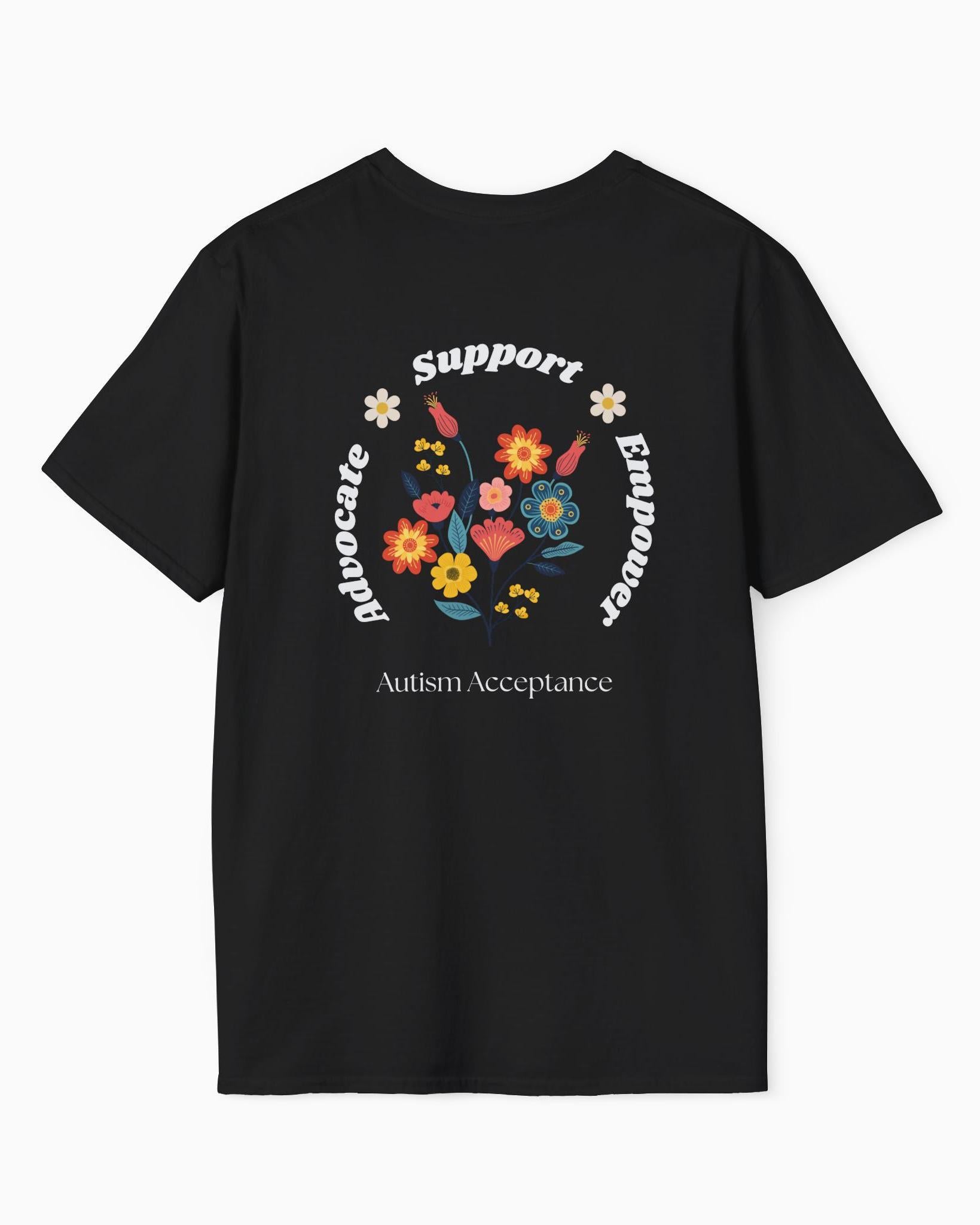 Advocate Support Empower Tee-Neurodiversity, ADHD & Autism Awareness & Acceptance T-Shirt by Daily Bloom