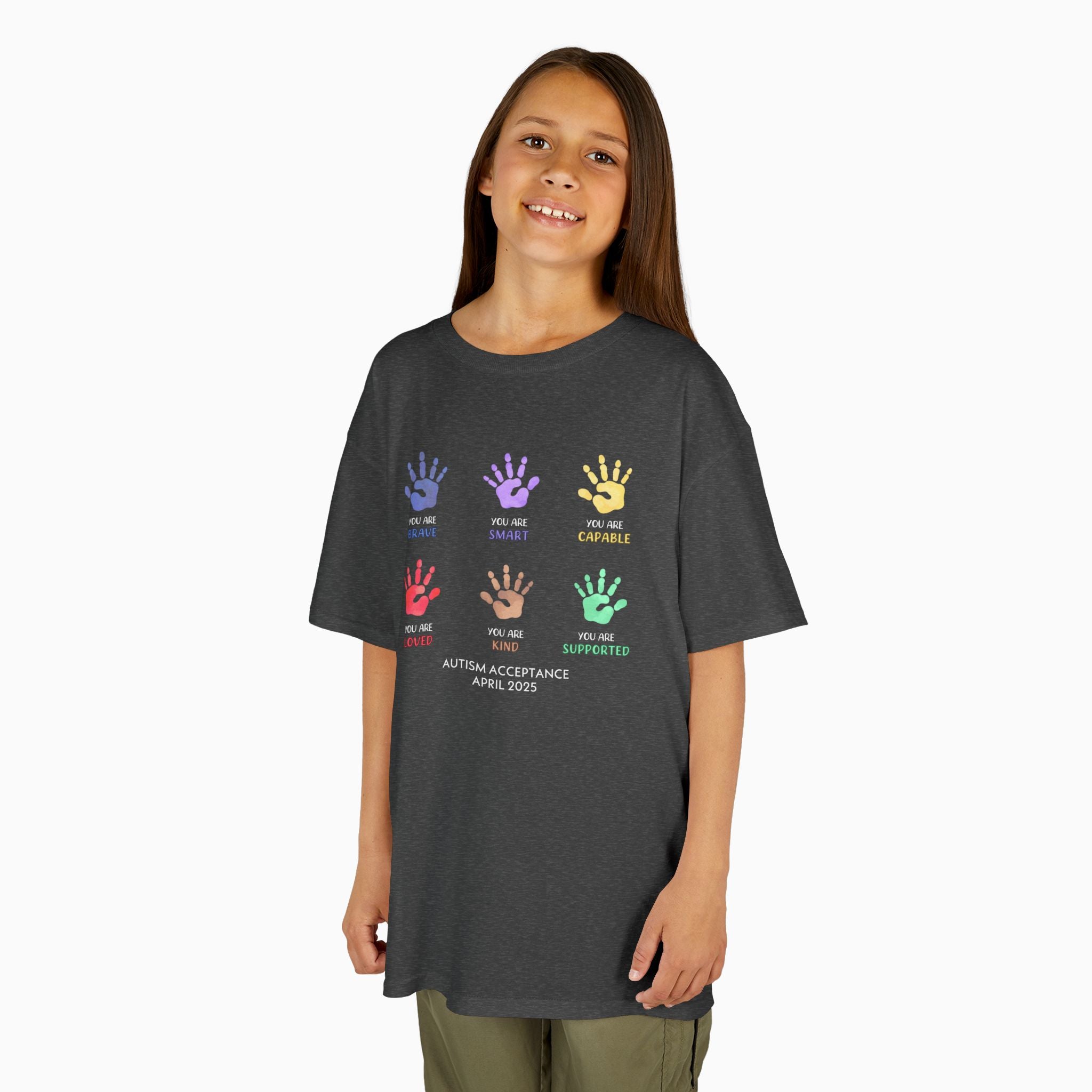 Autism Awareness 2025 - Affirmation Handprints Youth T-Shirt