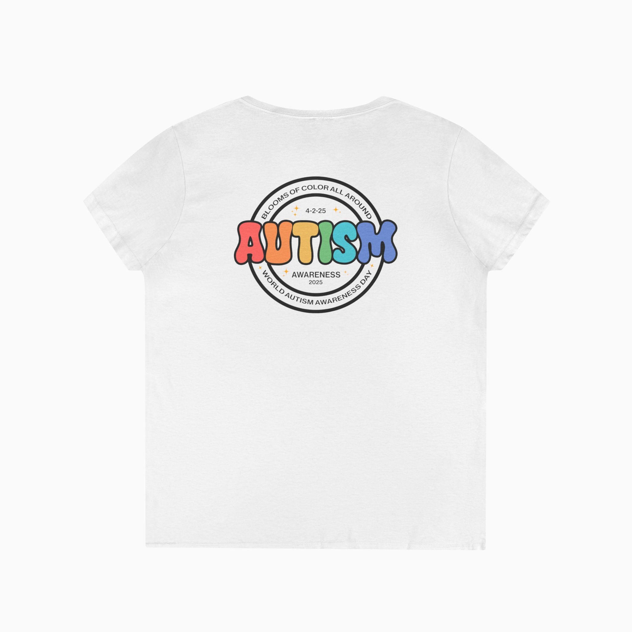 Autism Awareness 2025 - Blooms of Color All Around Ladies V-Neck T-Shirt