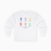 Autism Awareness 2025 - Affirmation Handprints Long Sleeve Tee