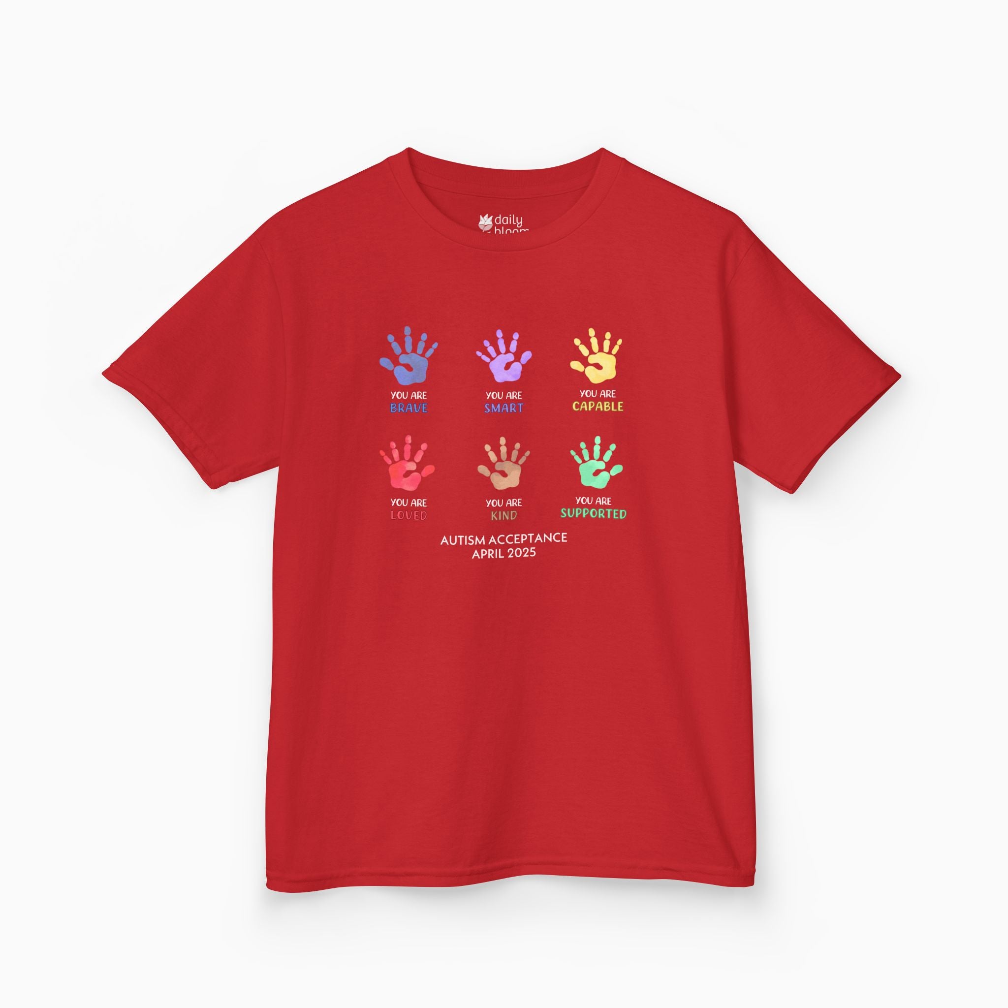 Autism Awareness 2025 - Affirmation Handprints Youth T-Shirt