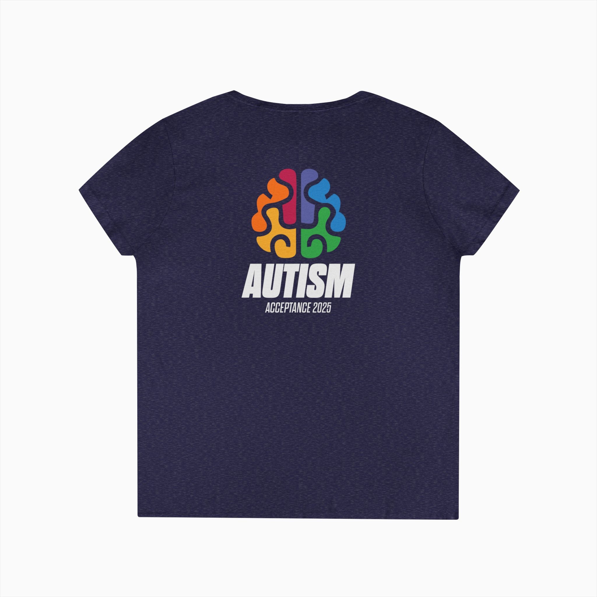 Autism Awareness 2025 - Brainbow Ladies V-Neck T-Shirt