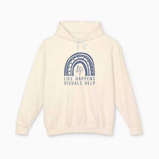 Life Happens Visuals Help Comfort Colors Lightweight Hoodie