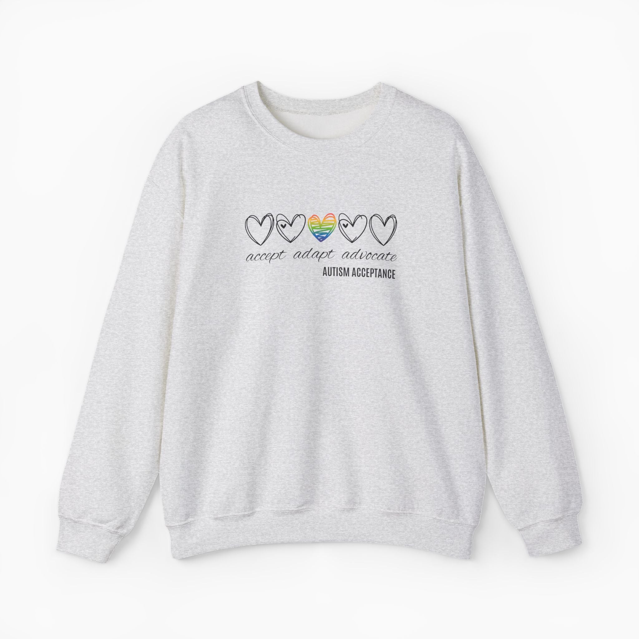 Accept Adapt Advocate Rainbow Love Heart Sweatshirt