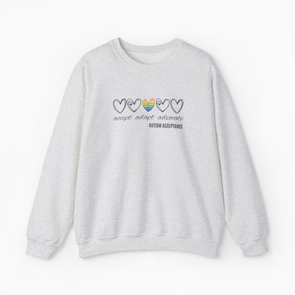Accept Adapt Advocate Rainbow Love Heart Sweatshirt