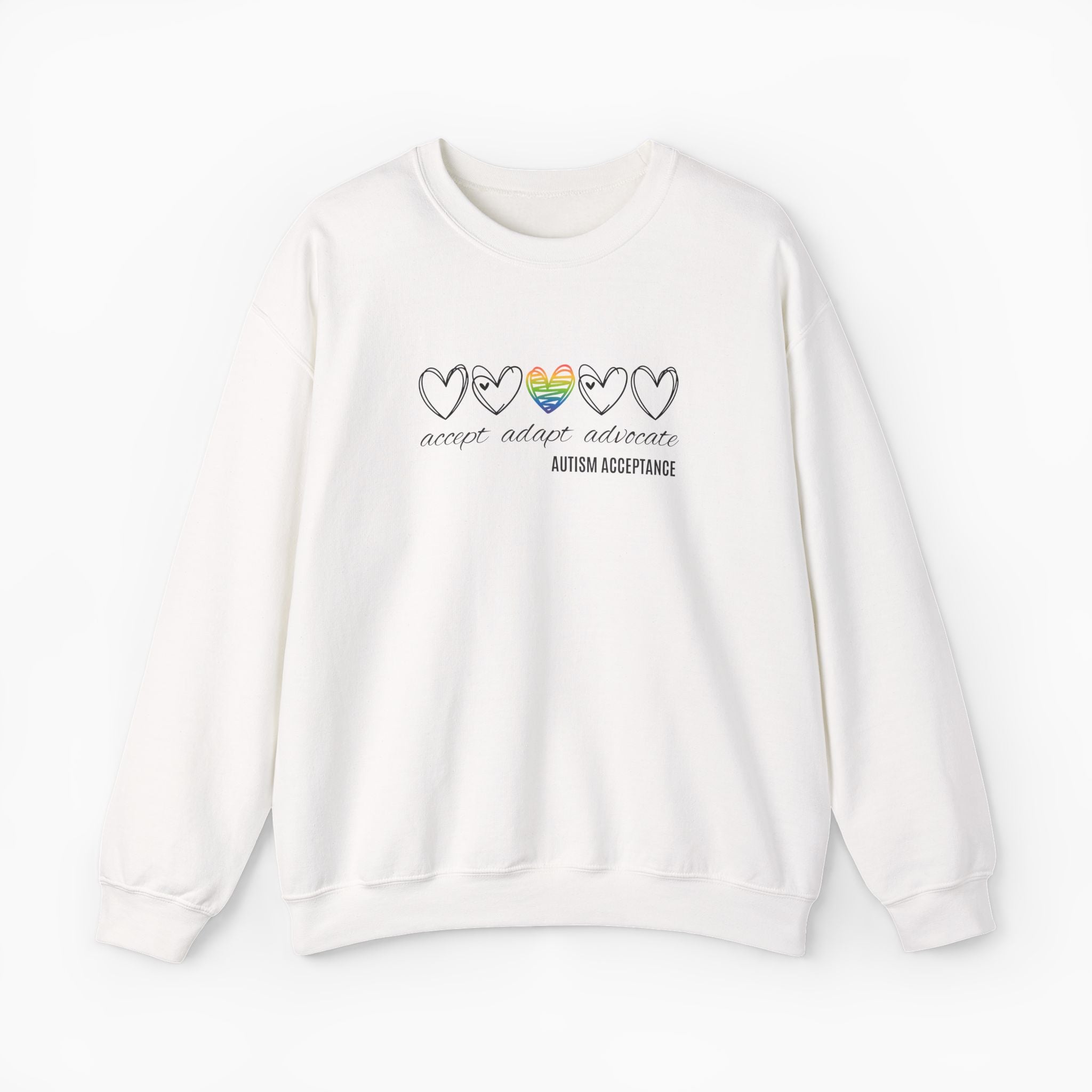 Accept Adapt Advocate Rainbow Love Heart Sweatshirt