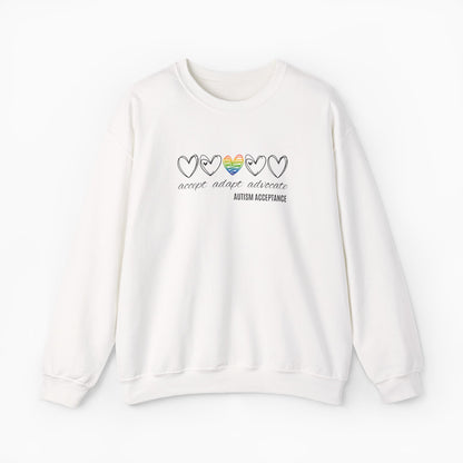 Accept Adapt Advocate Rainbow Love Heart Sweatshirt
