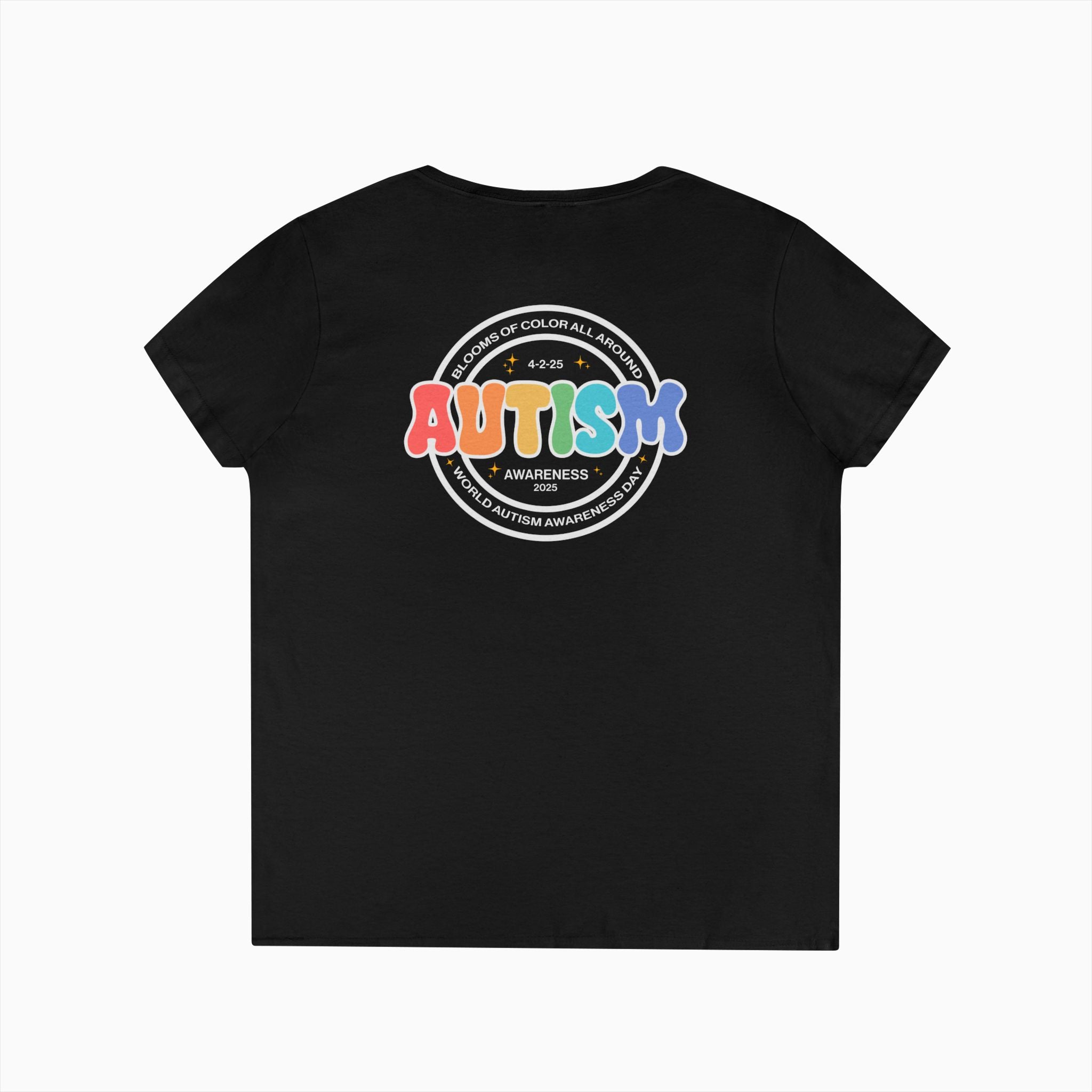 Autism Awareness 2025 - Blooms of Color All Around Ladies V-Neck T-Shirt