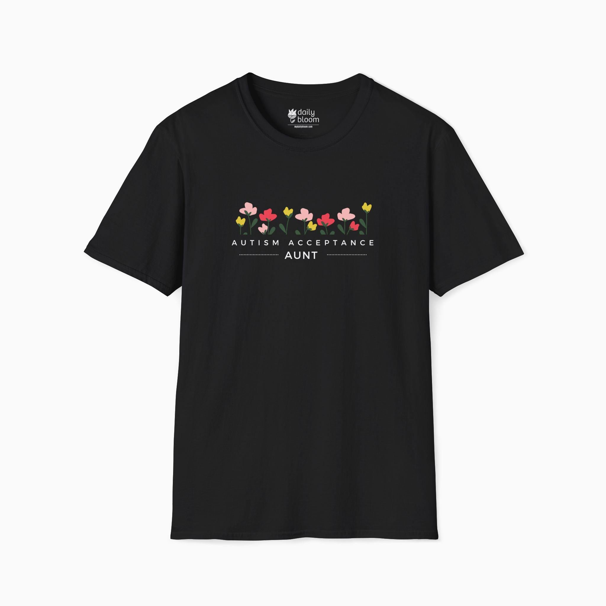 Autism Acceptance Aunt Tee-Black-Neurodiversity, ADHD & Autism Awareness & Acceptance T-Shirt by Daily Bloom
