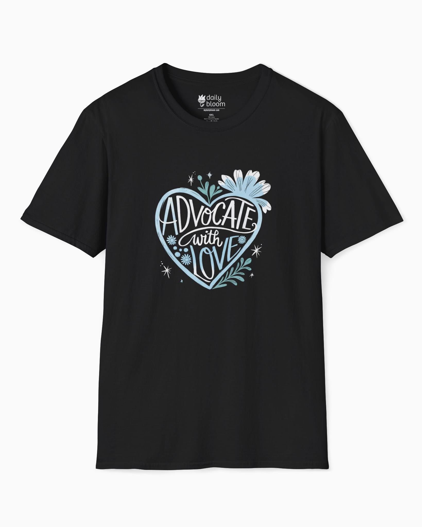 Advocate With Love Tee-Black-Neurodiversity, ADHD & Autism Awareness & Acceptance T-Shirt by Daily Bloom