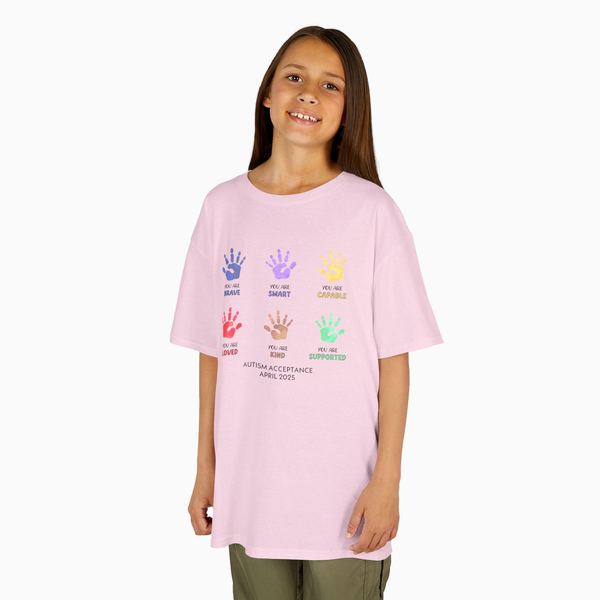 Autism Awareness 2025 - Affirmation Handprints Youth T-Shirt