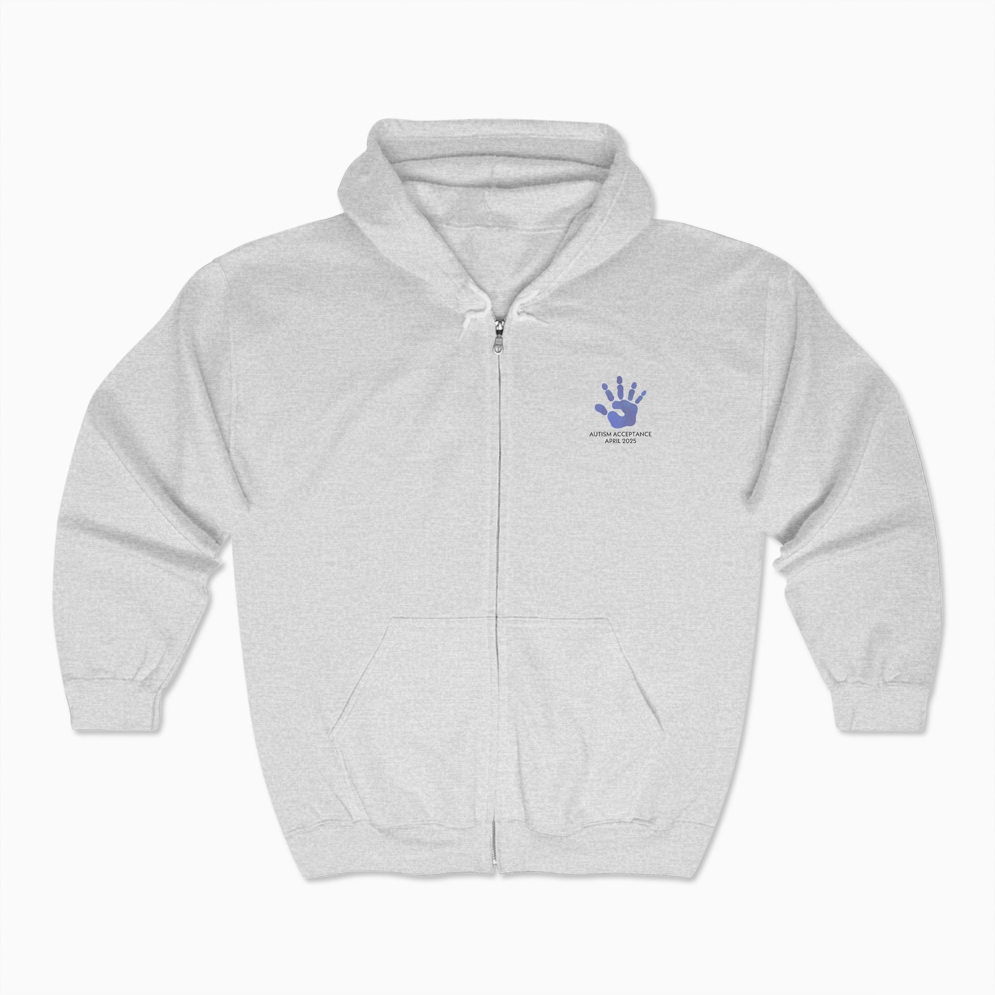 Autism Awareness 2025 - Affirmations Handprints Zip Up Hoodie