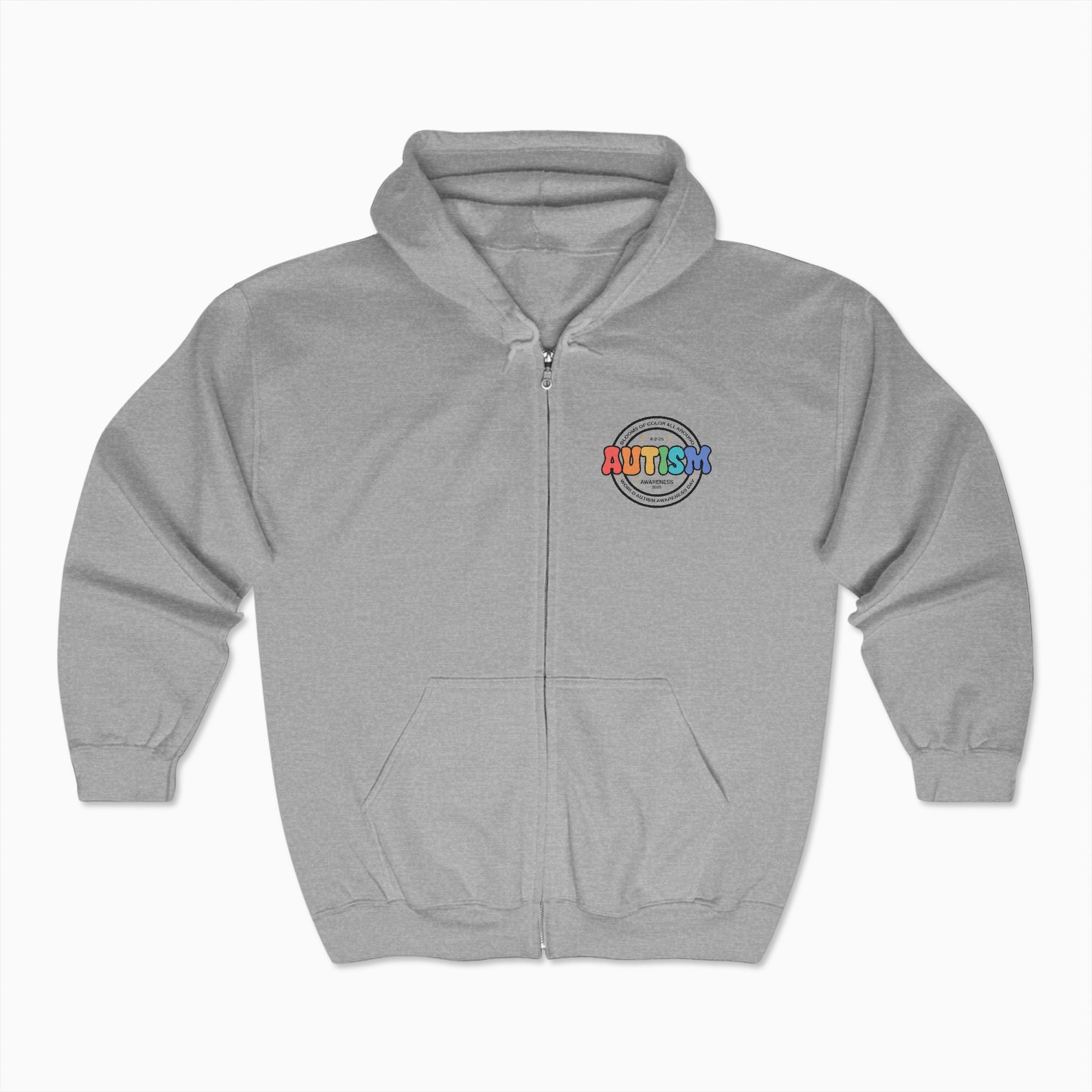 Autism Awareness 2025 - Blooms of Color All Around Zip Up Hoodie