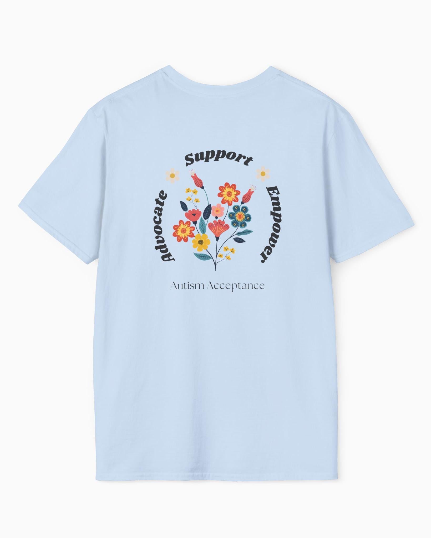 Advocate Support Empower Tee-Neurodiversity, ADHD & Autism Awareness & Acceptance T-Shirt by Daily Bloom