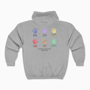 Autism Awareness 2025 - Affirmations Handprints Zip Up Hoodie