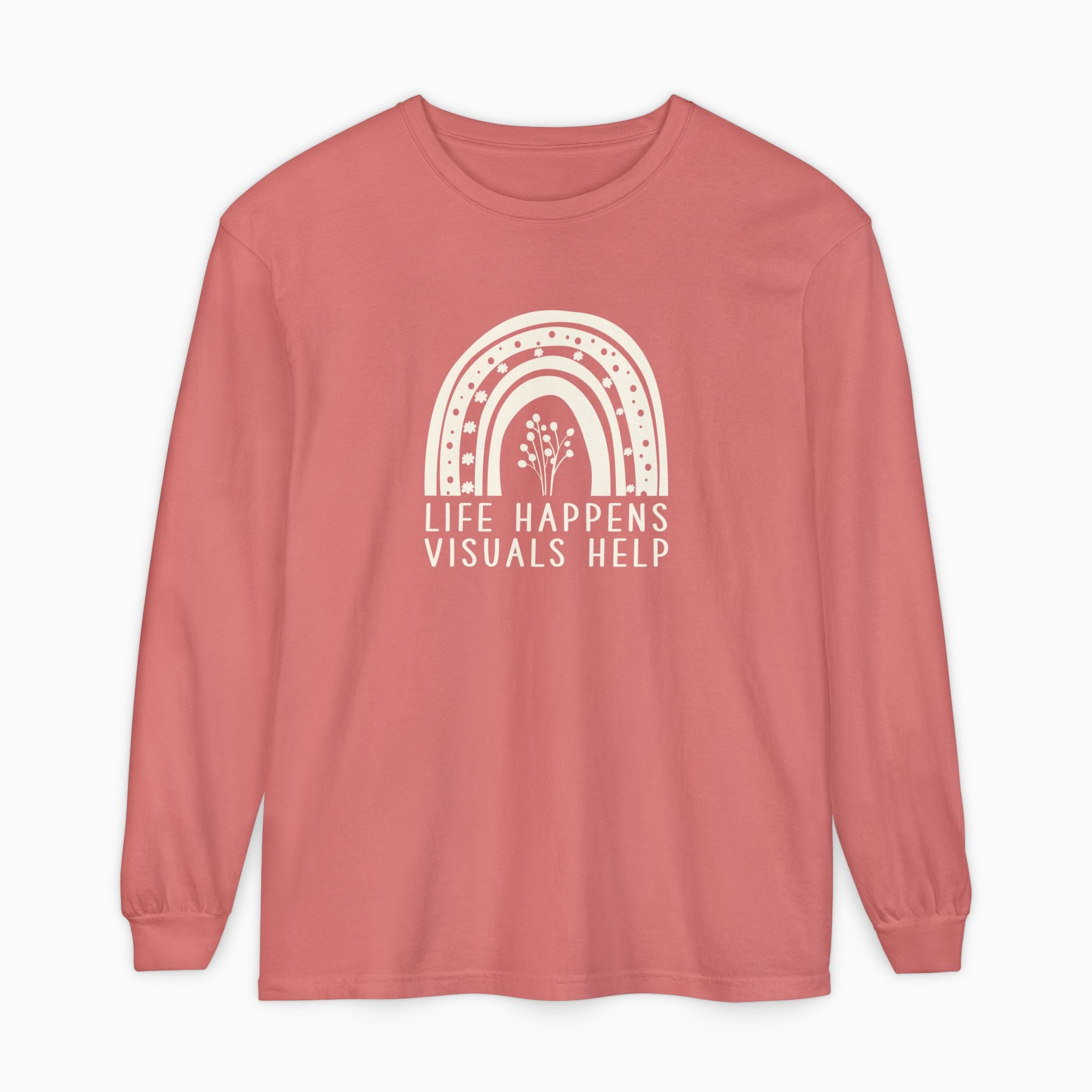 Life Happens Visuals Help Comfort Colors Long Sleeve T-Shirt