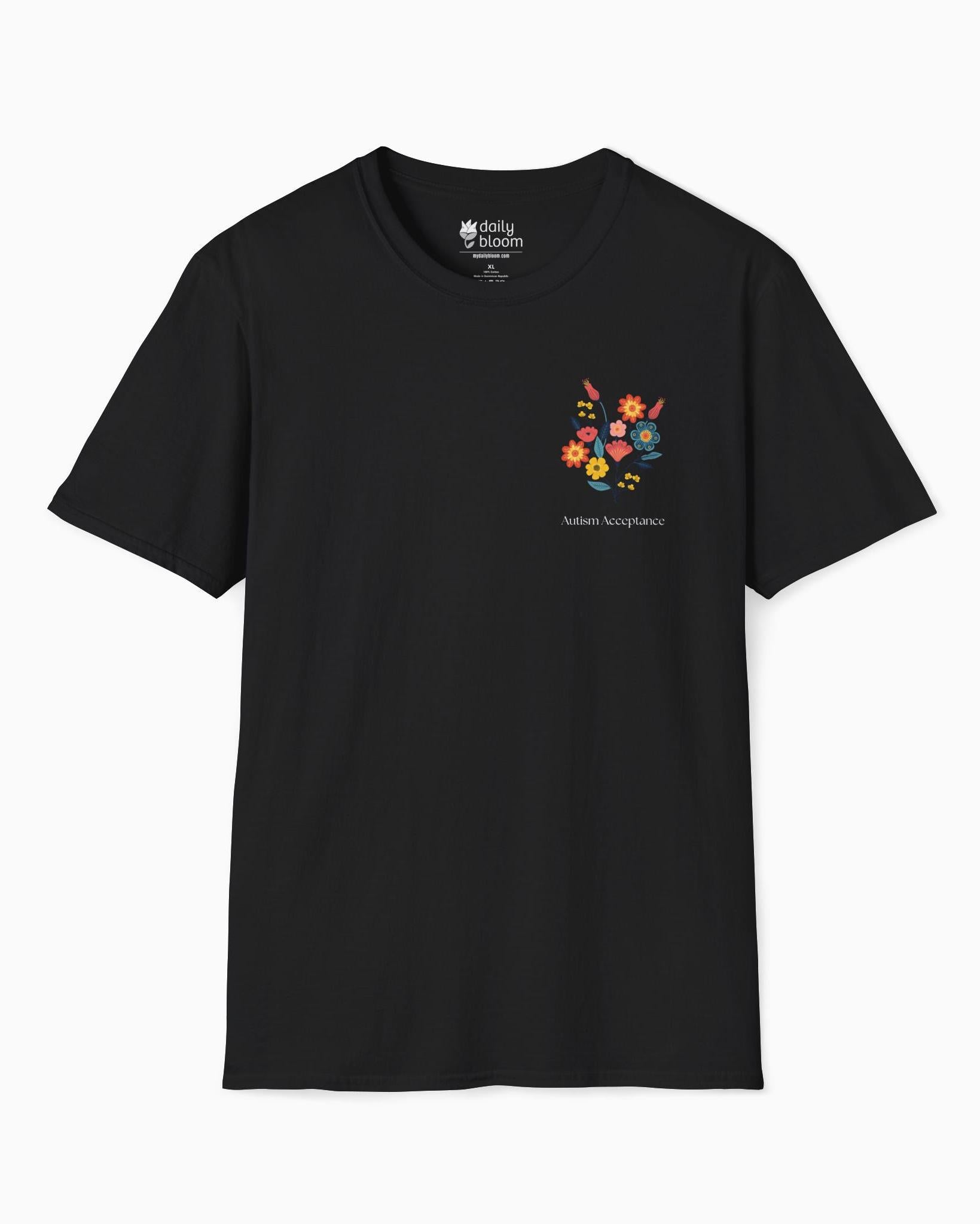 Advocate Support Empower Tee-Black-Neurodiversity, ADHD & Autism Awareness & Acceptance T-Shirt by Daily Bloom