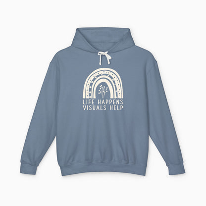 Life Happens Visuals Help Comfort Colors Lightweight Hoodie