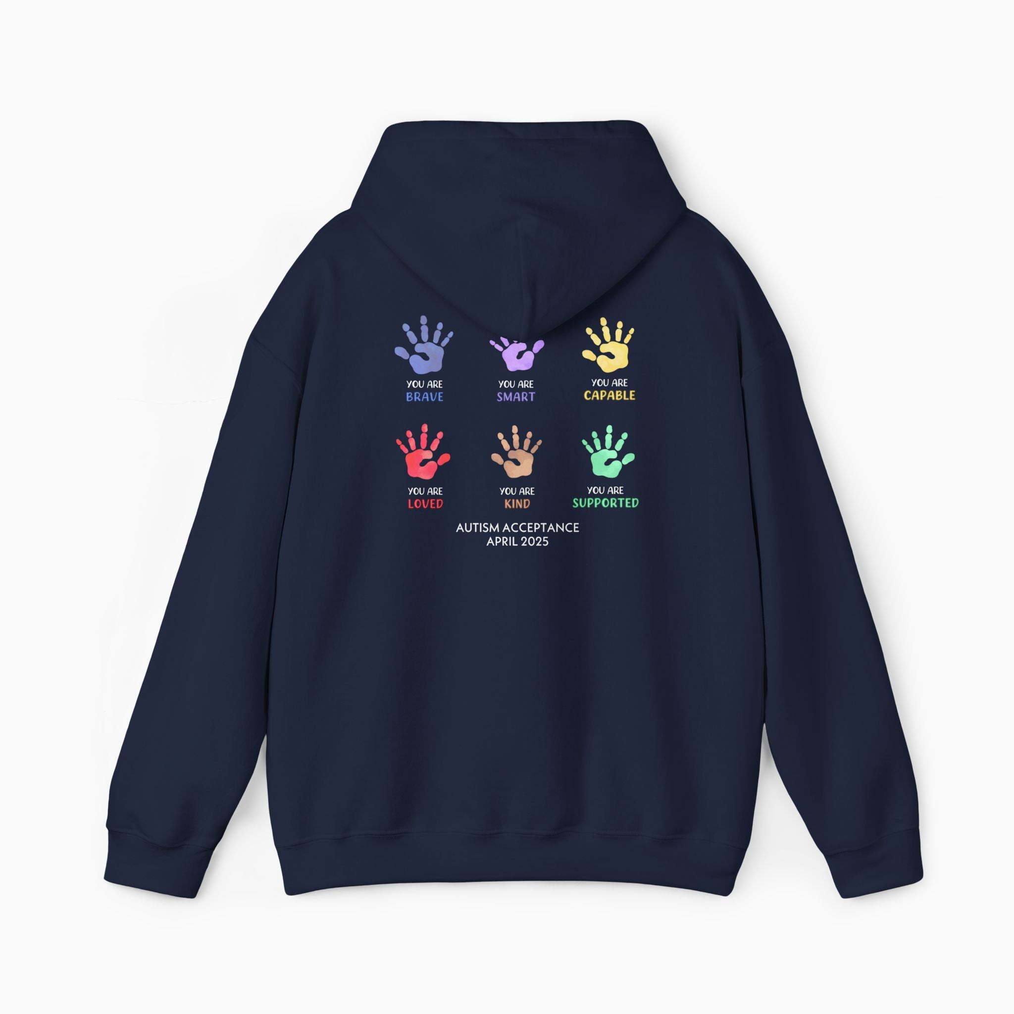 Autism Awareness 2025 - Affirmation Handprints Hoodie