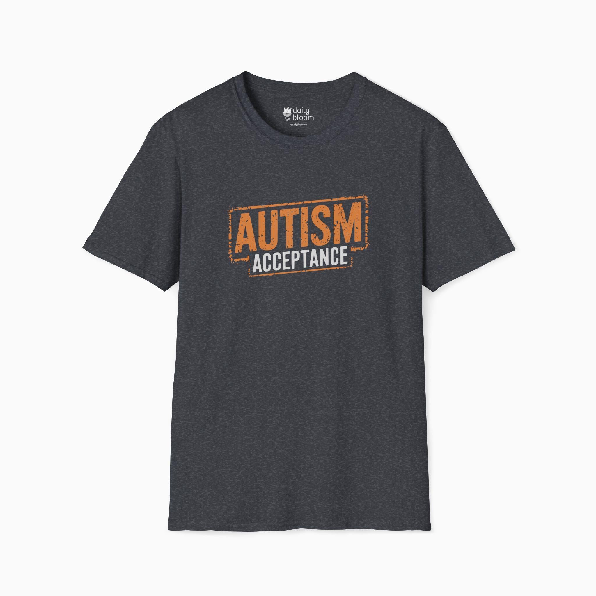 Autism Acceptance Graffiti Tee-Dark Heather Grey-Neurodiversity, ADHD & Autism Awareness & Acceptance T-Shirt by Daily Bloom