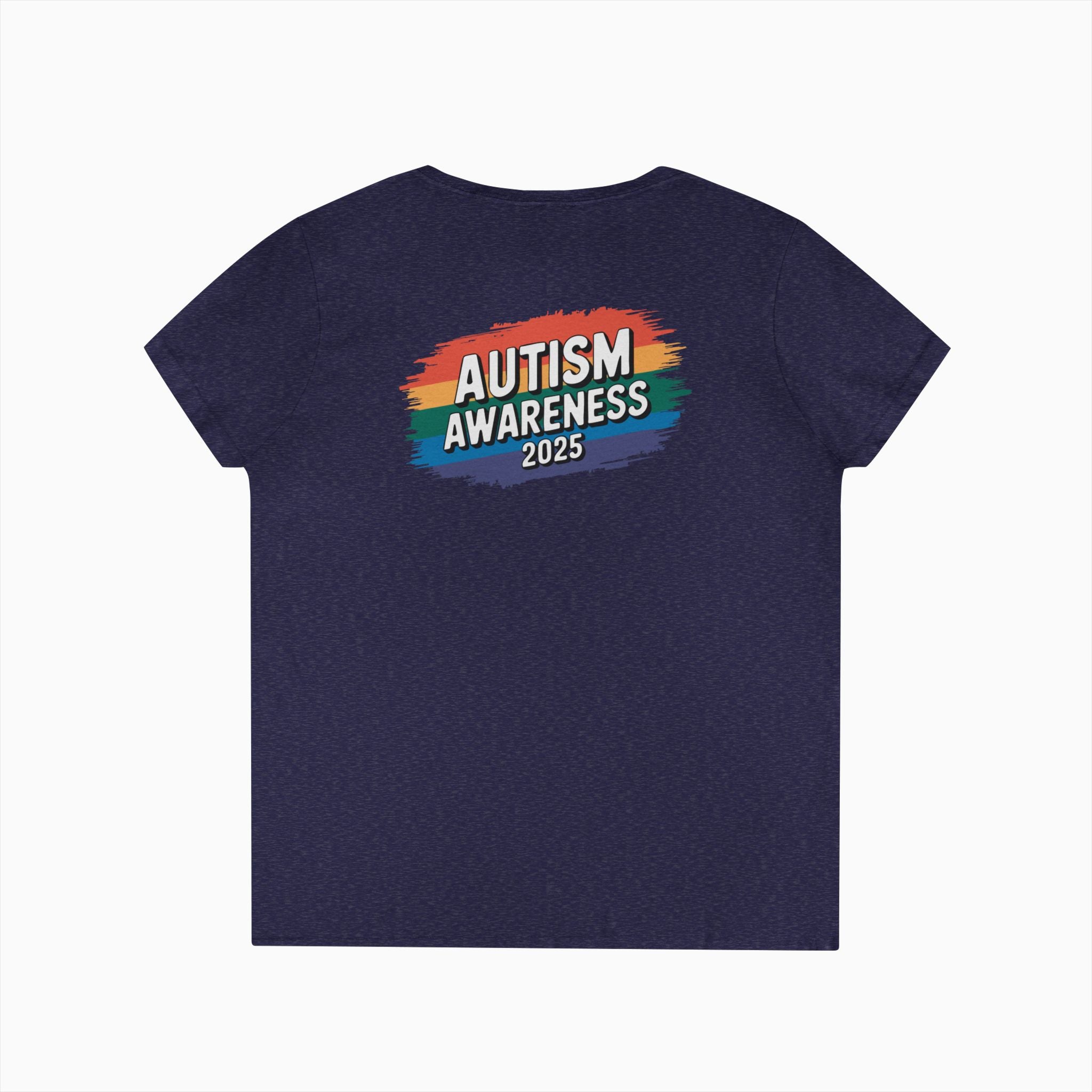 Autism Awareness 2025 - Brushstrokes of Awareness Ladies V-Neck T-Shirt