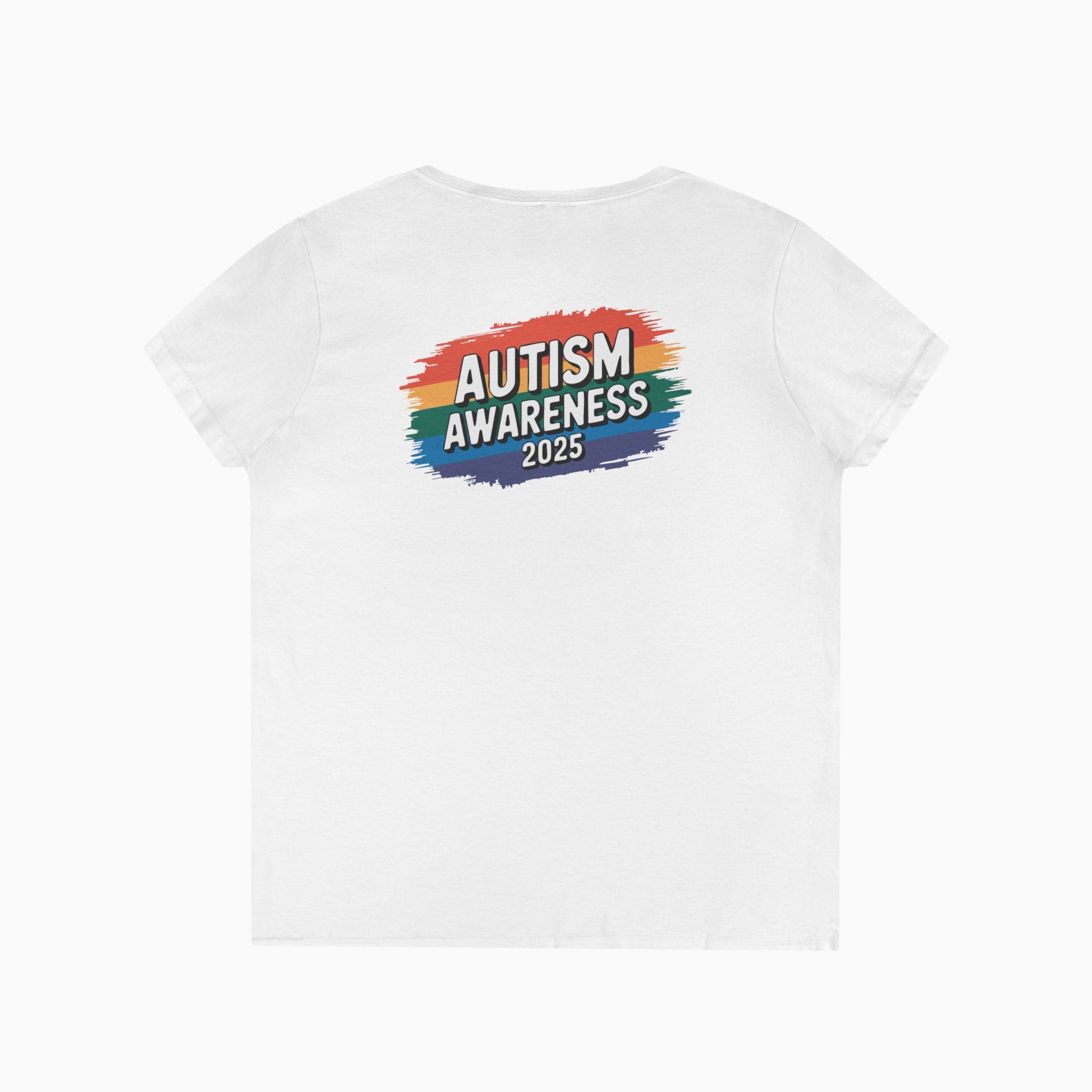 Autism Awareness 2025 - Brushstrokes of Awareness Ladies V-Neck T-Shirt