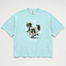 Autism Acceptance Palm Tree Boxy Tee Chalky Mint t-shirt, front