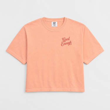 Good Enough Is Enough Boxy Tee Peachy t-shirt, front