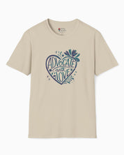 Advocate With Love Tee-Sand-Neurodiversity, ADHD & Autism Awareness & Acceptance T-Shirt by Daily Bloom