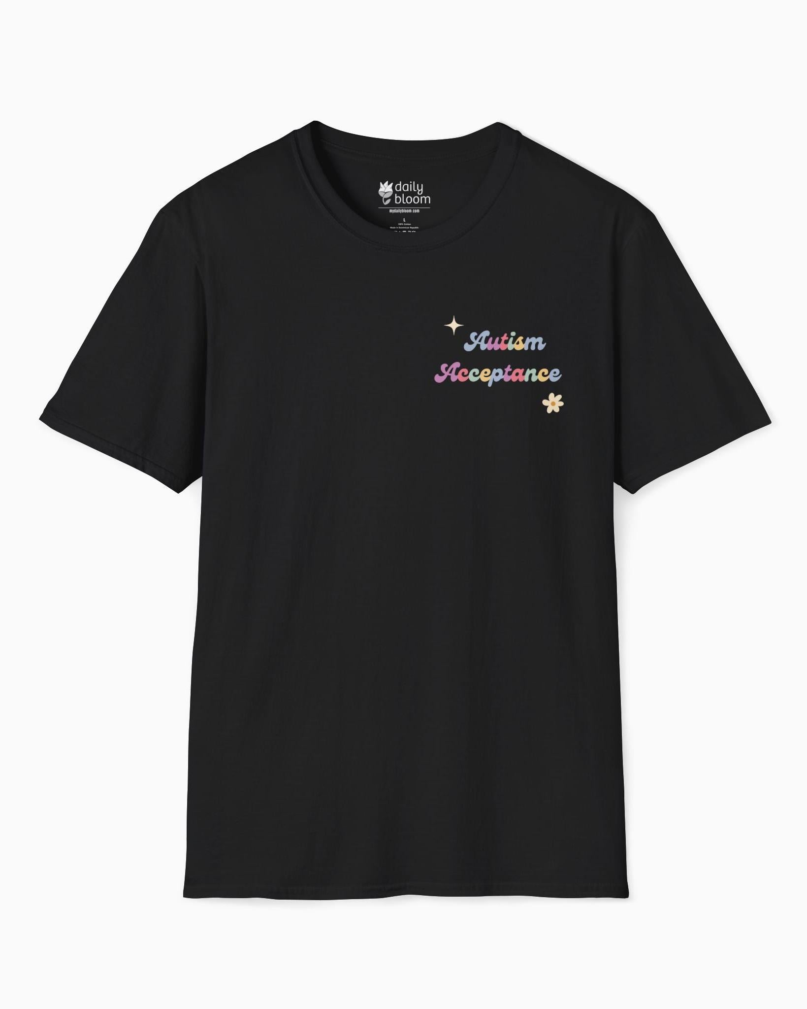  Back Print-Black-Neurodiversity, ADHD & Autism Awareness & Acceptance T-Shirt by Daily Bloom