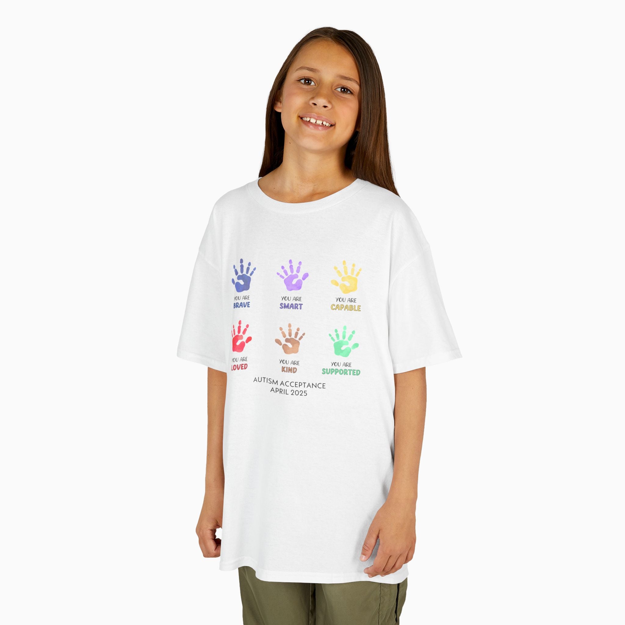 Autism Awareness 2025 - Affirmation Handprints Youth T-Shirt